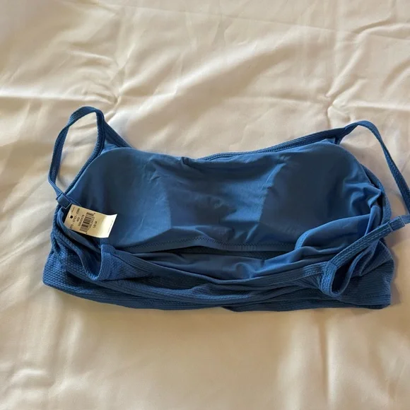 Aerie Blue Textured Padded Bikini Top | Adjustable Straps | Swim Top Size M - Picture 4 of 7